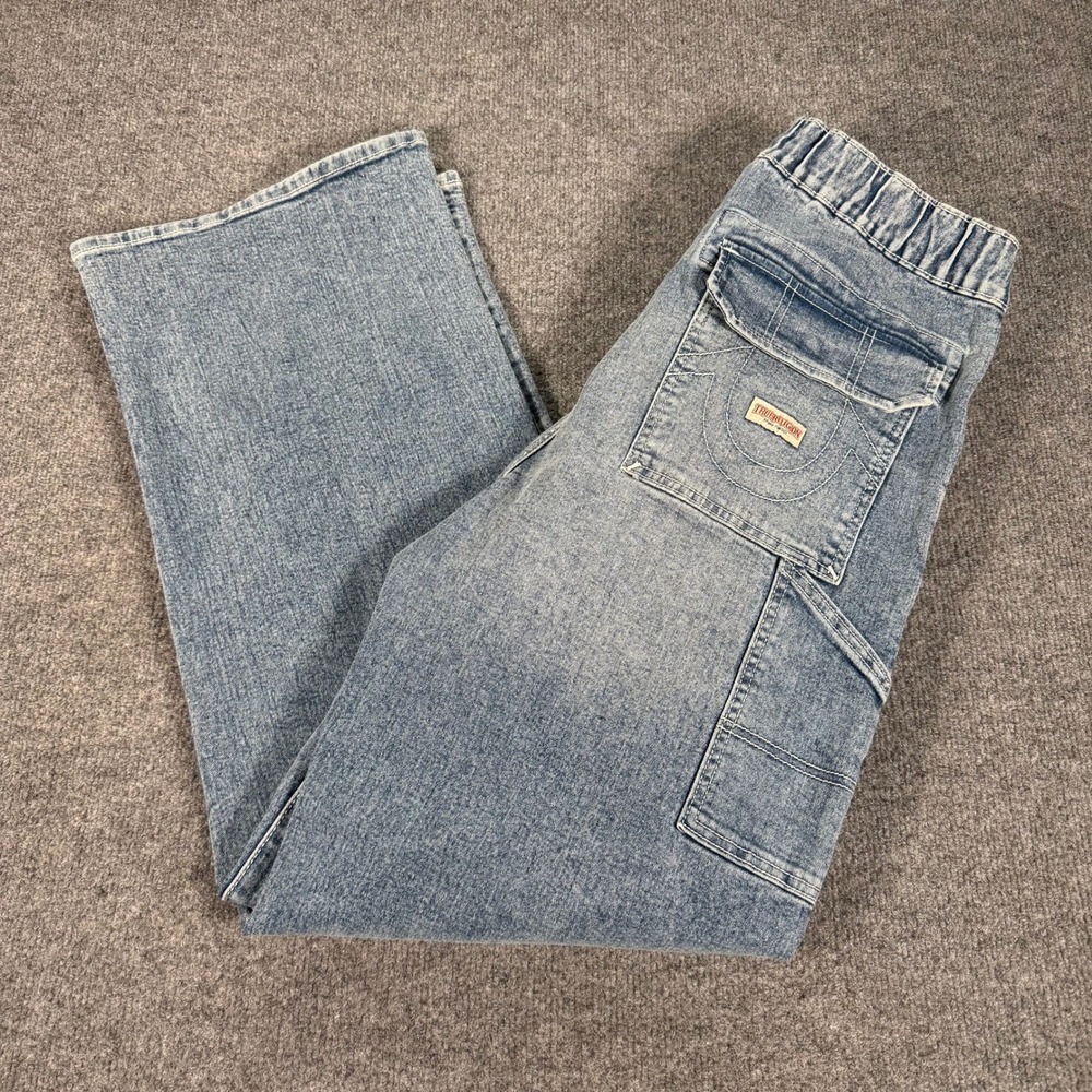 True Religion Vinny Ultra Baggy Carpenter Pants Light Bucking Wash 32 #5073